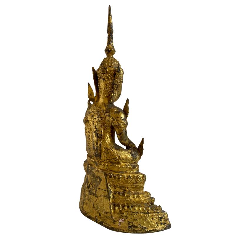 Siamese bronze Buddha in bhumisparsha mudra with traditional base