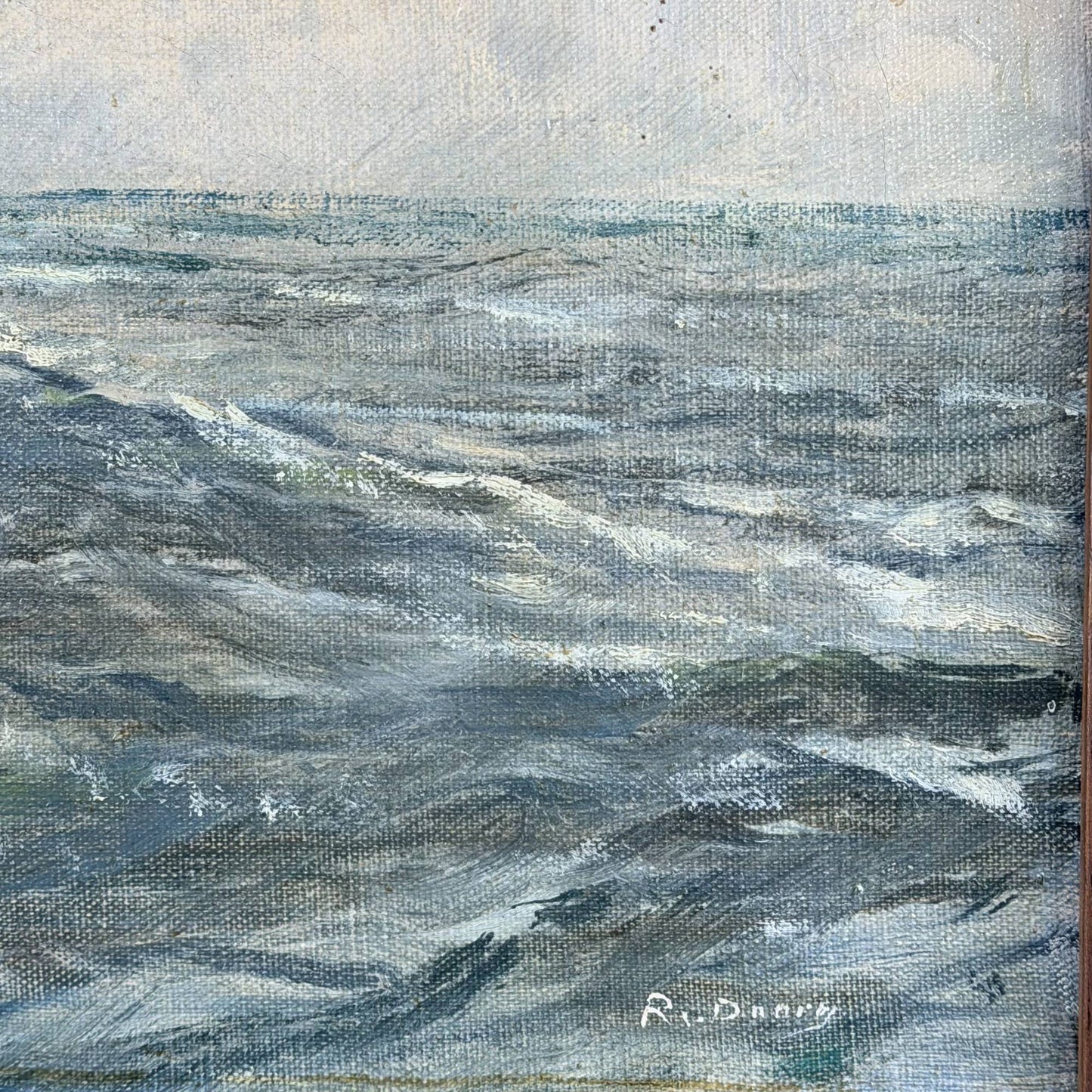 Signature of -r-doorn-marine-painter-53x63cm-antique-painting