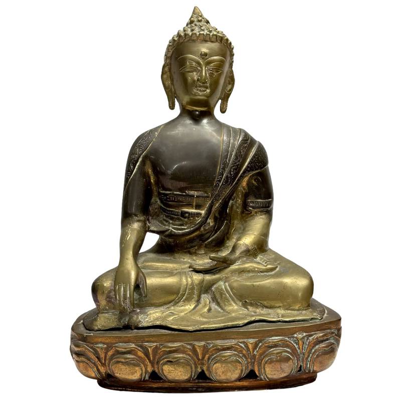 Sino-Tibetan Buddha statue bronze bhumisparsha mudra traditional cast statue