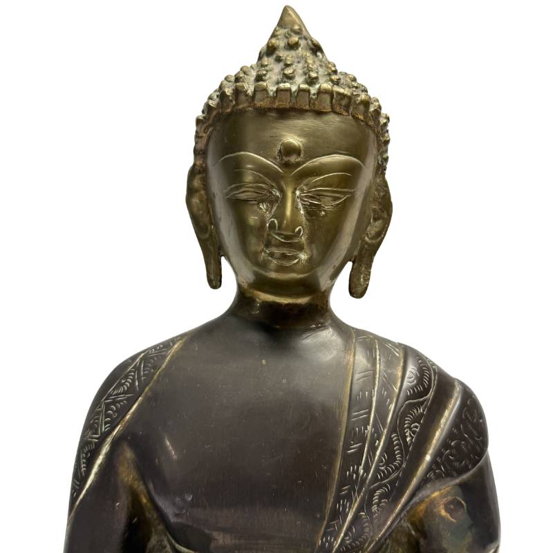 Sino-Tibetan bronze Buddha statue bhumisparsha mudra antique devotional statue