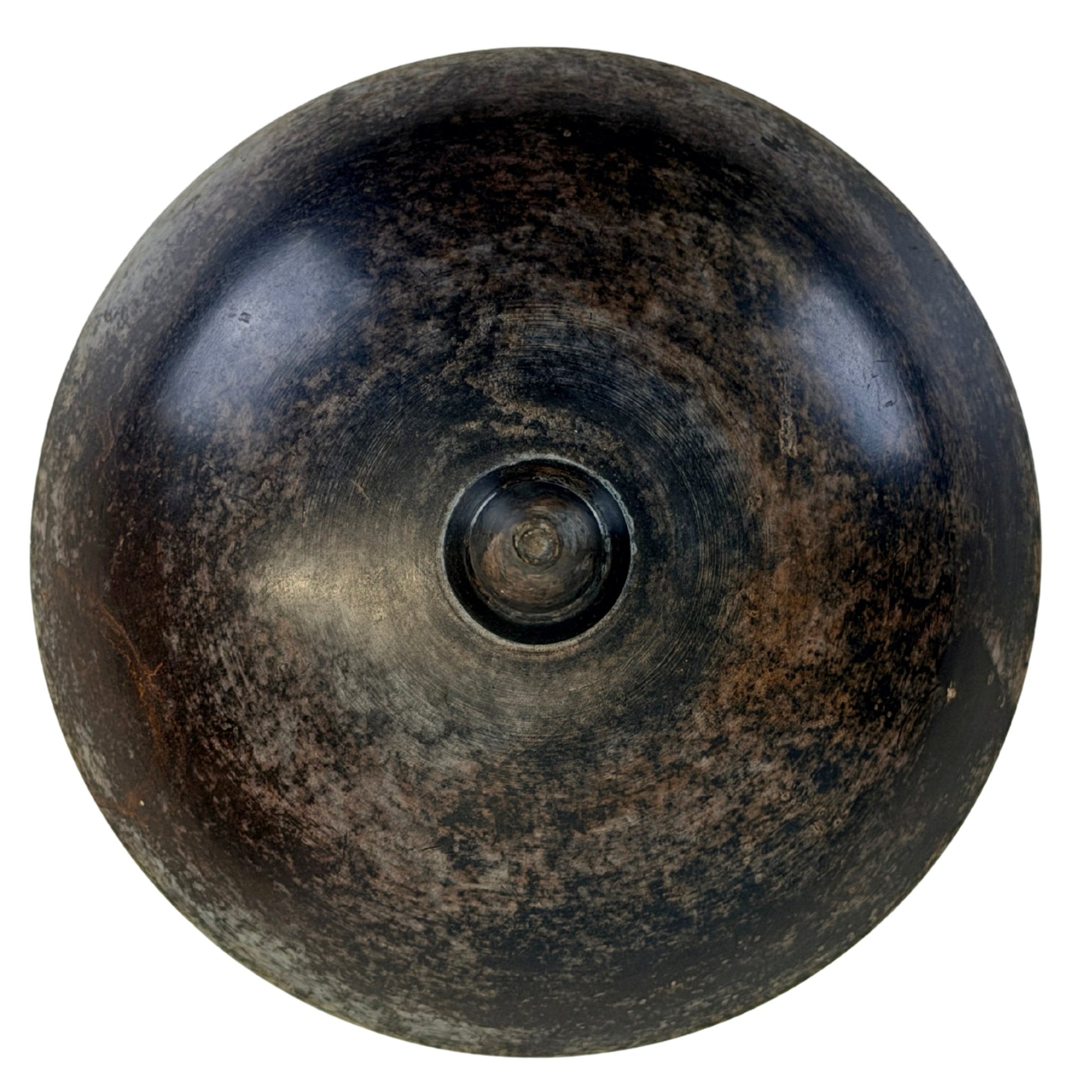 Underside of bronze vessel A with later black felt protection