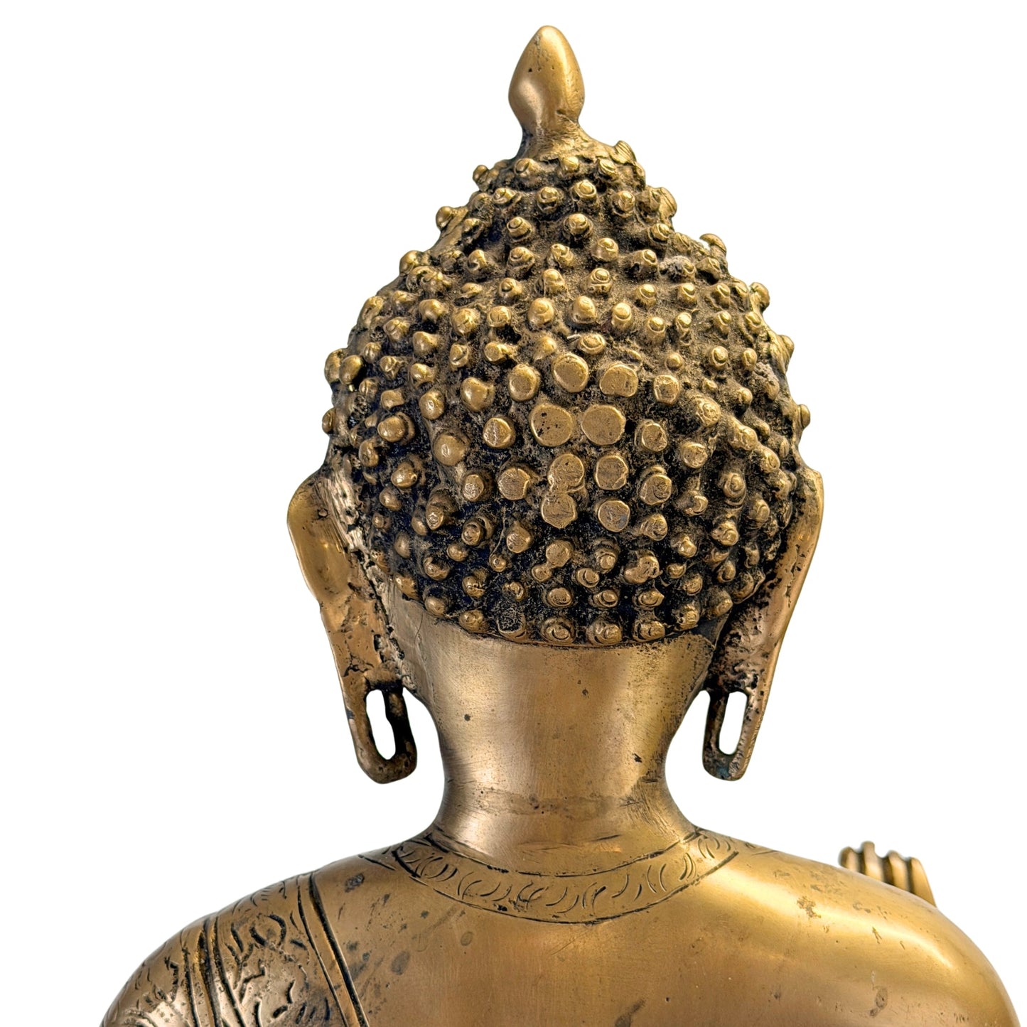 Gros plan arrière des boucles, de l’ushnisha et des longs lobes d’oreilles – SKU 736