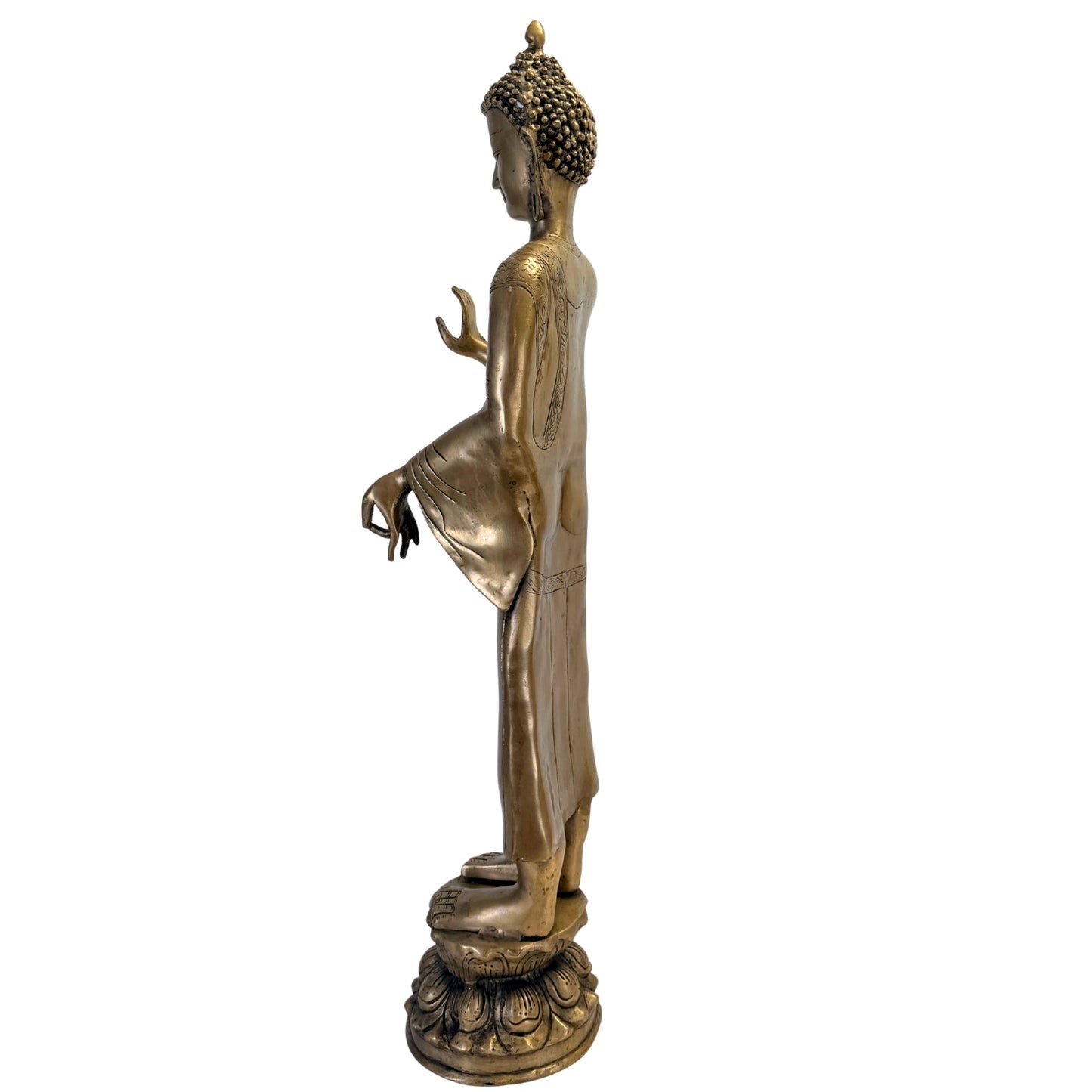 Bouddha debout en bronze, vue latérale gauche complète – SKU 736