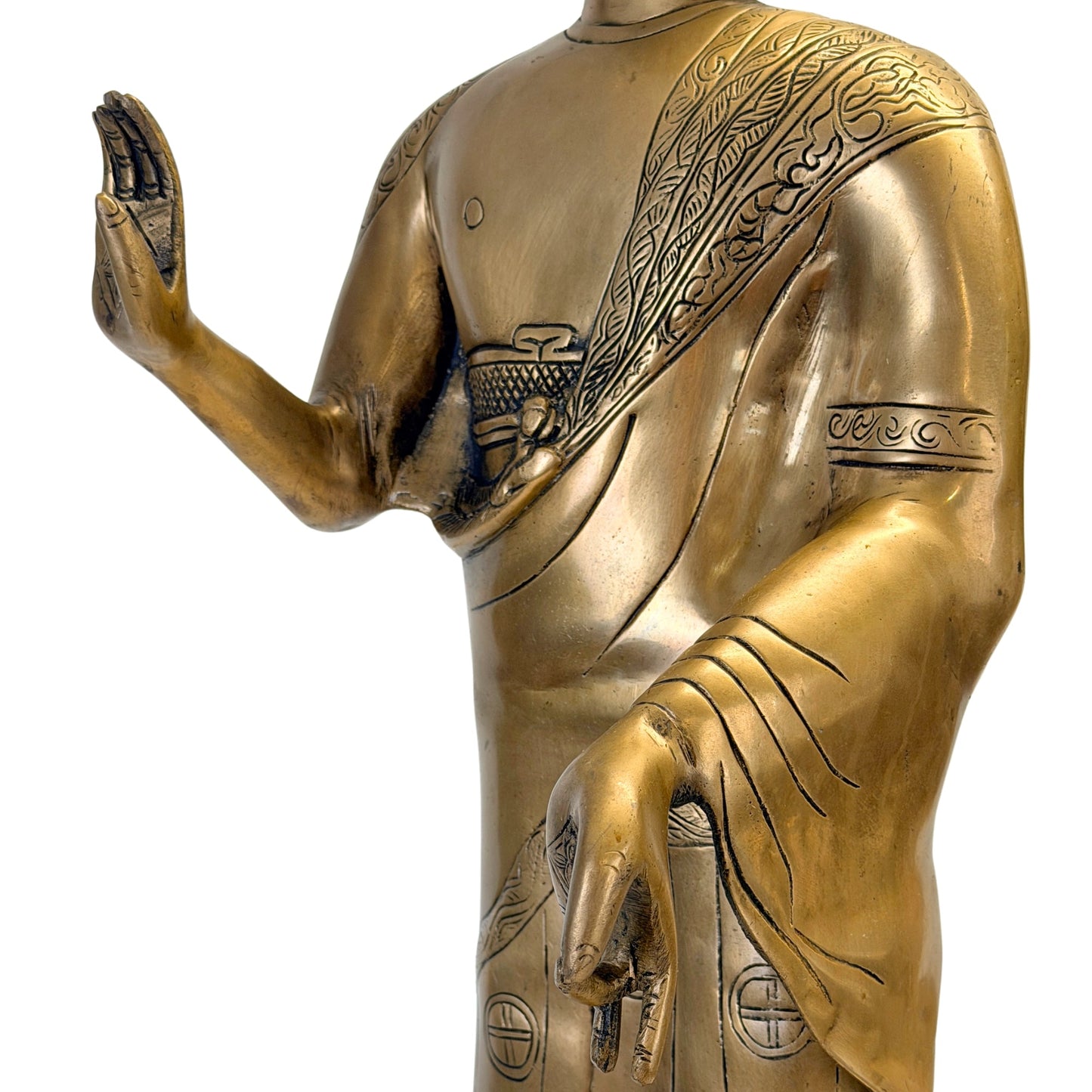 Détail des deux mudras et des gravures florales de la robe – SKU 736