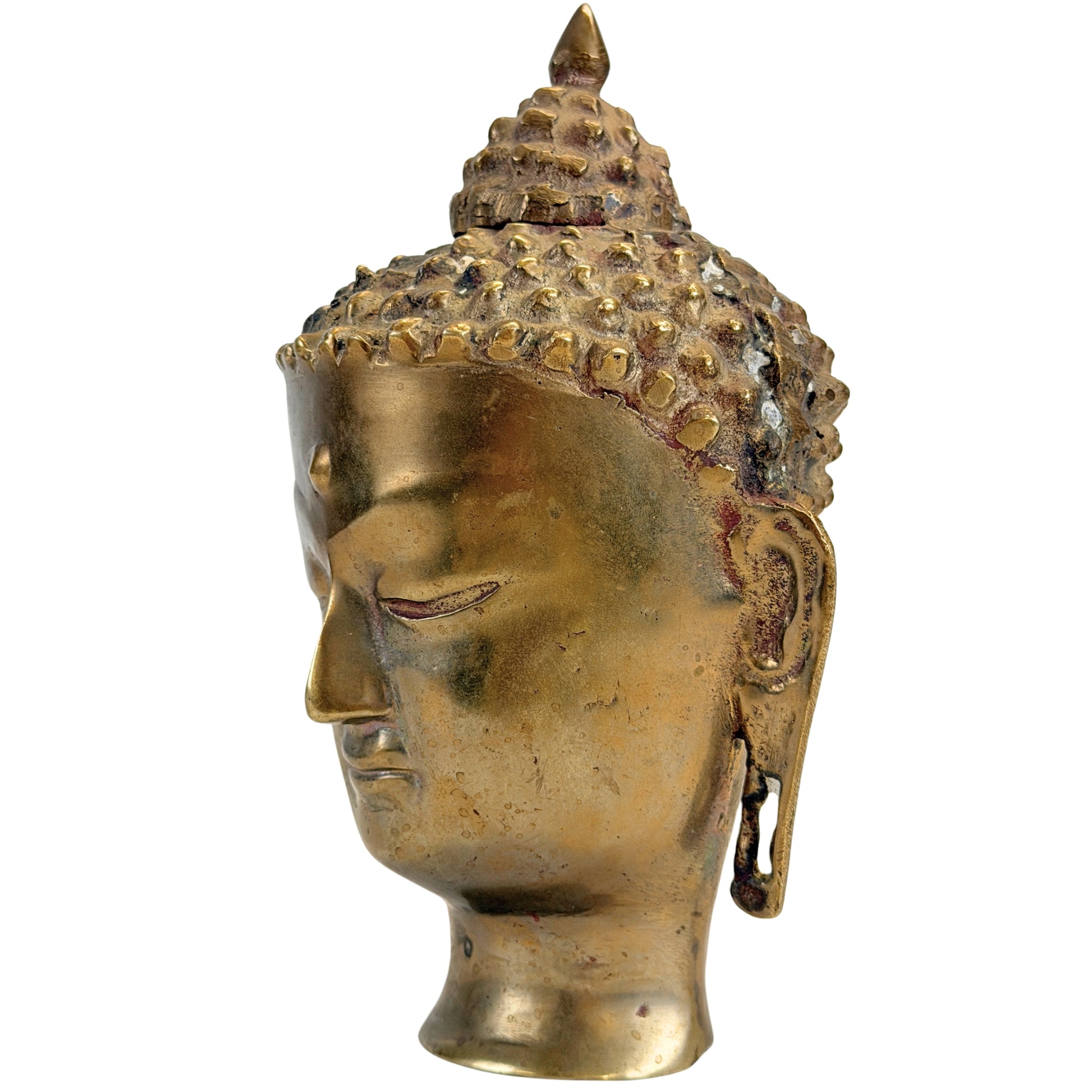 Vue de trois quarts gauche du visage serein du Bouddha