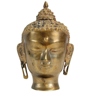 Tête de Bouddha en bronze, inspiration népalaise-himalayenne