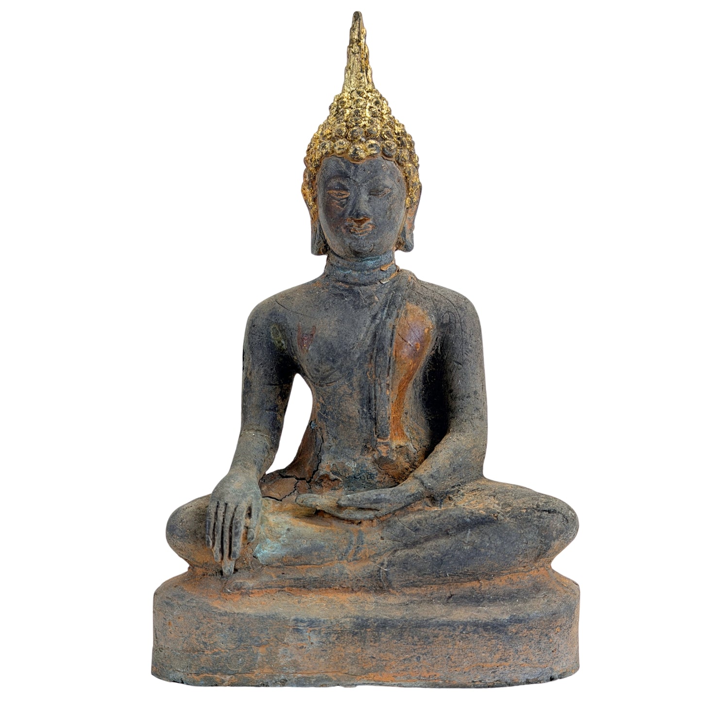 Bouddha d’Ayutthaya ancien en bronze doré, Thaïlande, XVIIe–début XVIIIe siècle, SKU 740 – vue 1