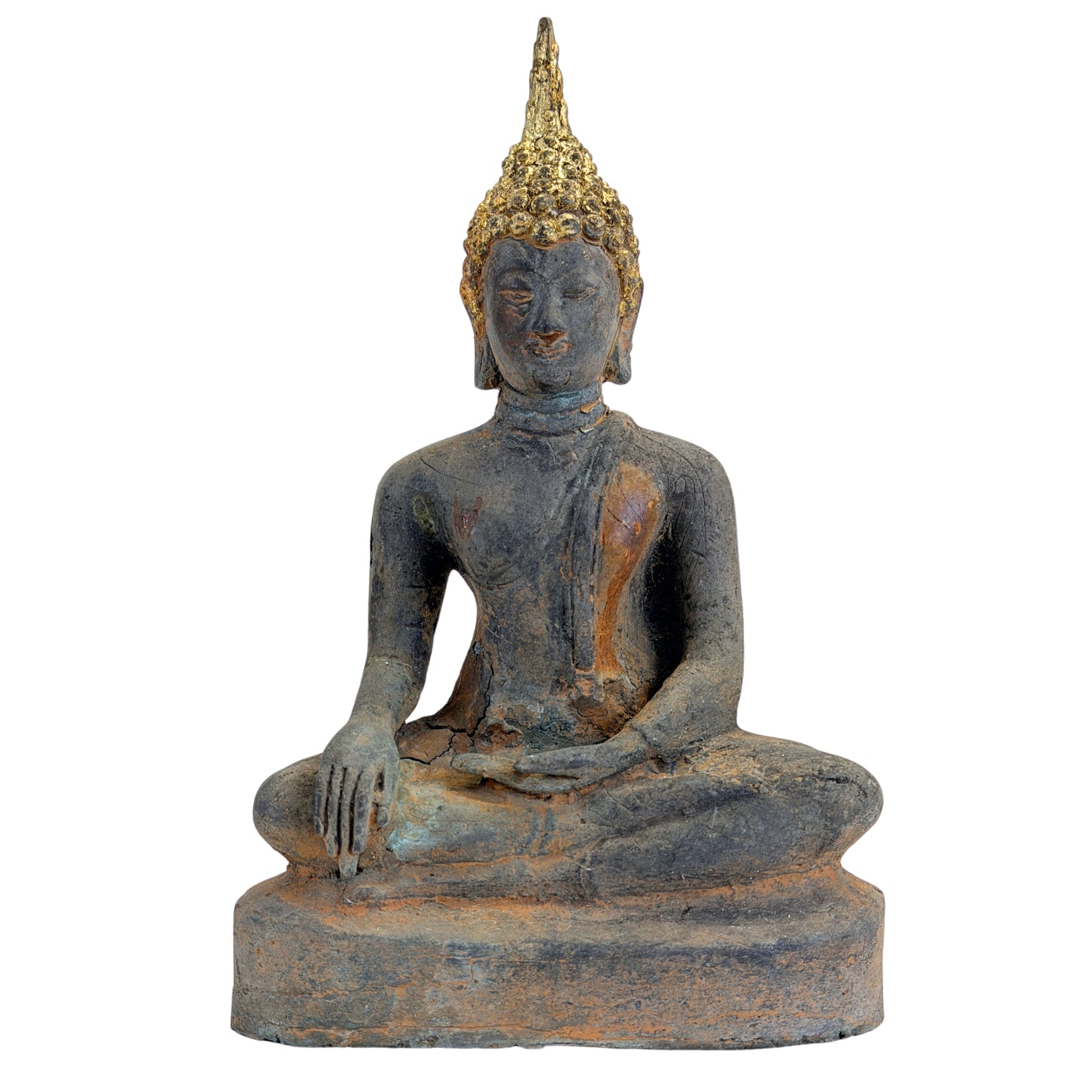 Antique gilt bronze Ayutthaya Buddha, Thailand, 17th–early 18th century, SKU 740 – view 1