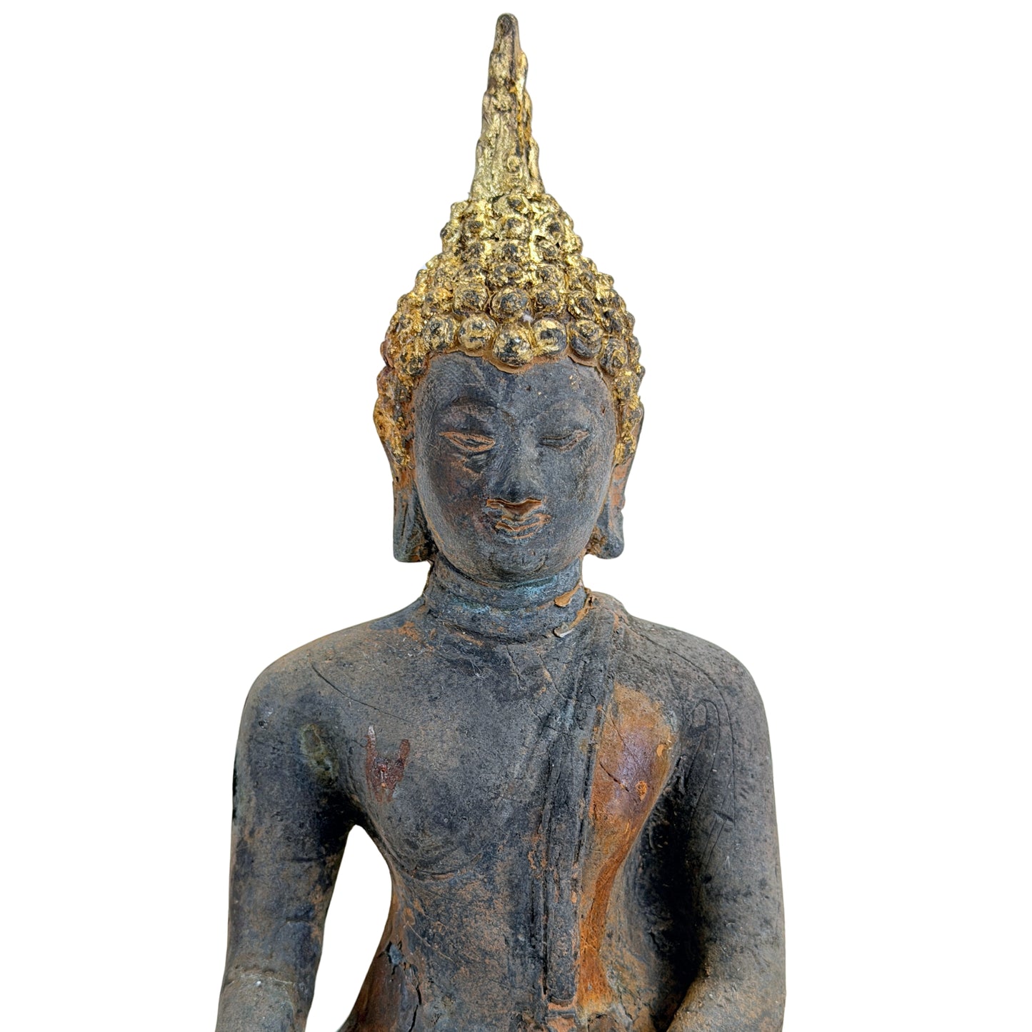 Bouddha d’Ayutthaya ancien en bronze doré, Thaïlande, XVIIe–début XVIIIe siècle, SKU 740 – vue 2