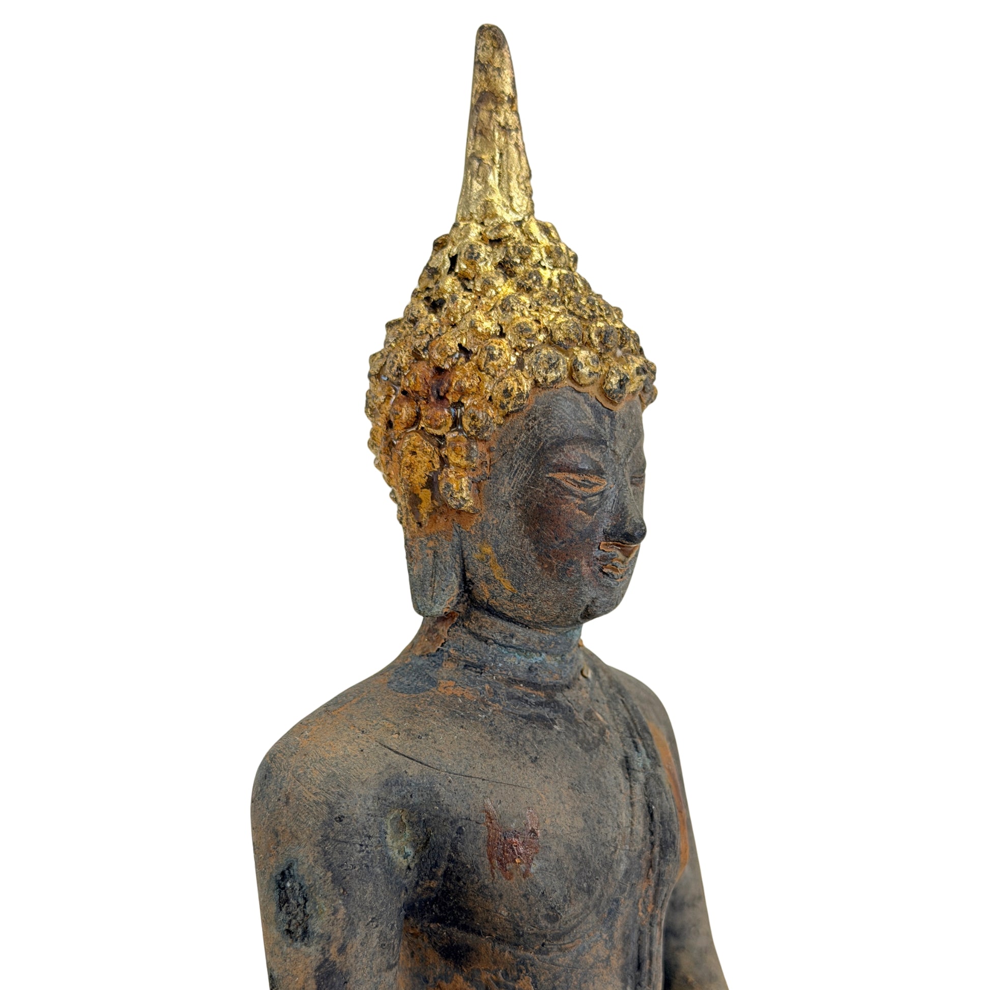 Bouddha d’Ayutthaya ancien en bronze doré, Thaïlande, XVIIe–début XVIIIe siècle, SKU 740 – vue 5