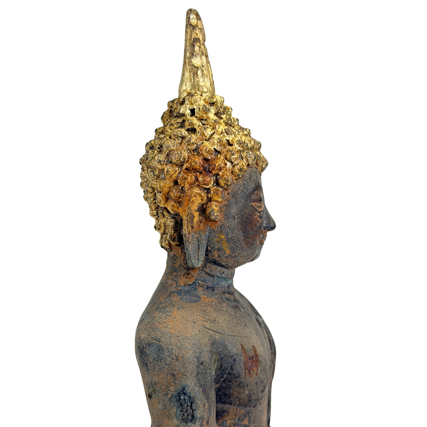Bouddha d’Ayutthaya ancien en bronze doré, Thaïlande, XVIIe–début XVIIIe siècle, SKU 740 – vue 8