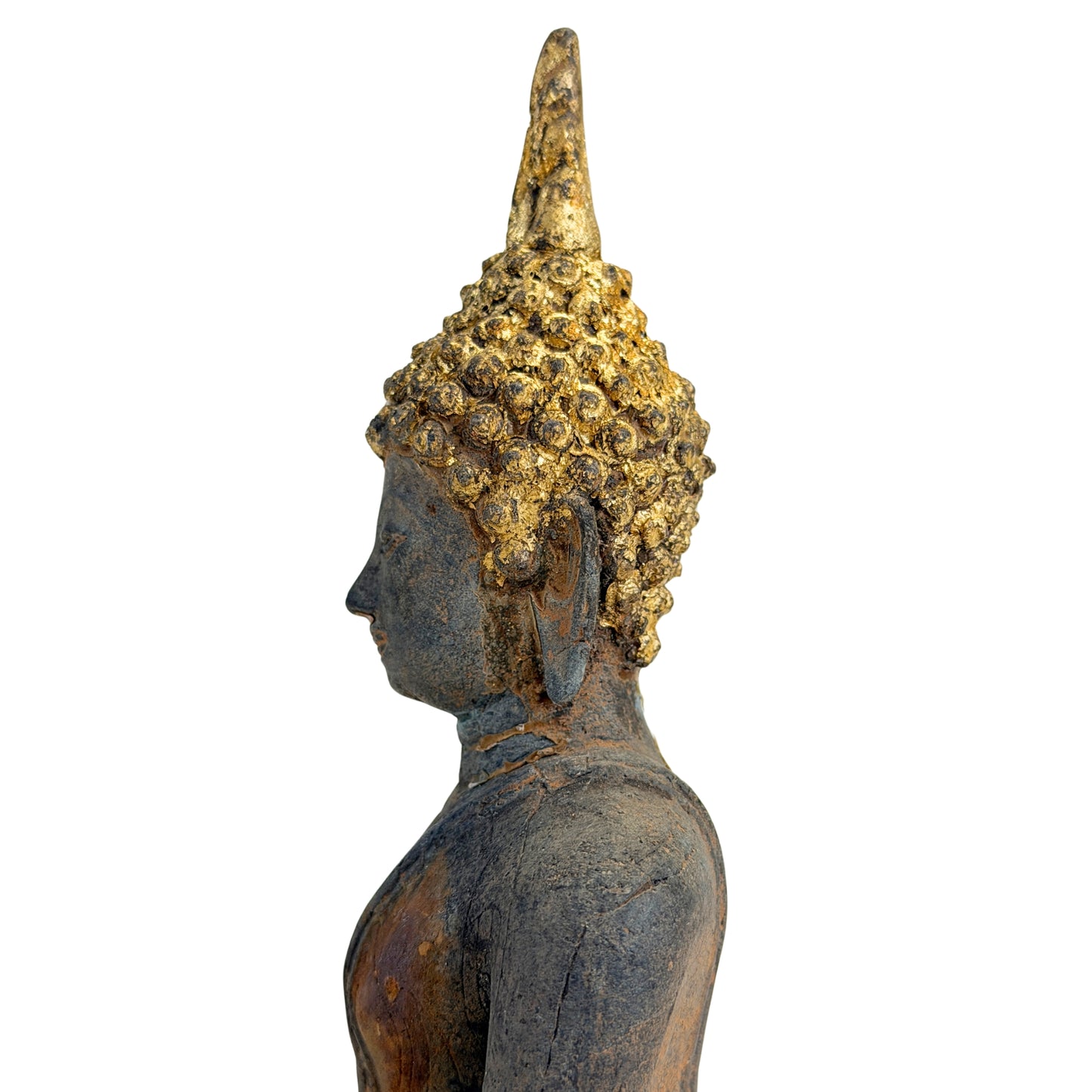 Bouddha d’Ayutthaya ancien en bronze doré, Thaïlande, XVIIe–début XVIIIe siècle, SKU 740 – vue 13