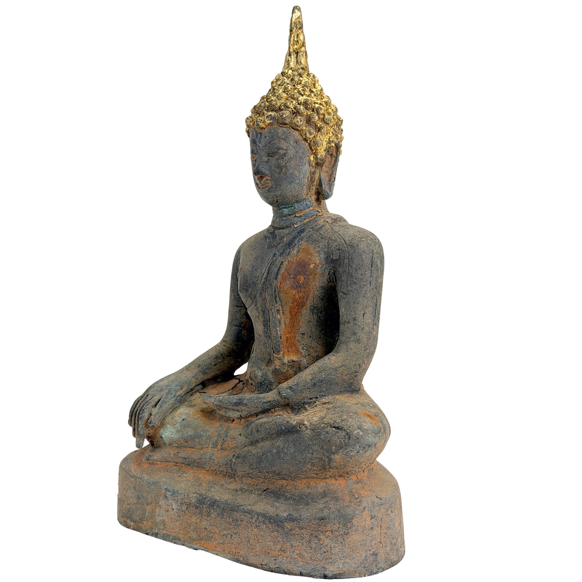 Bouddha d’Ayutthaya ancien en bronze doré, Thaïlande, XVIIe–début XVIIIe siècle, SKU 740 – vue 14