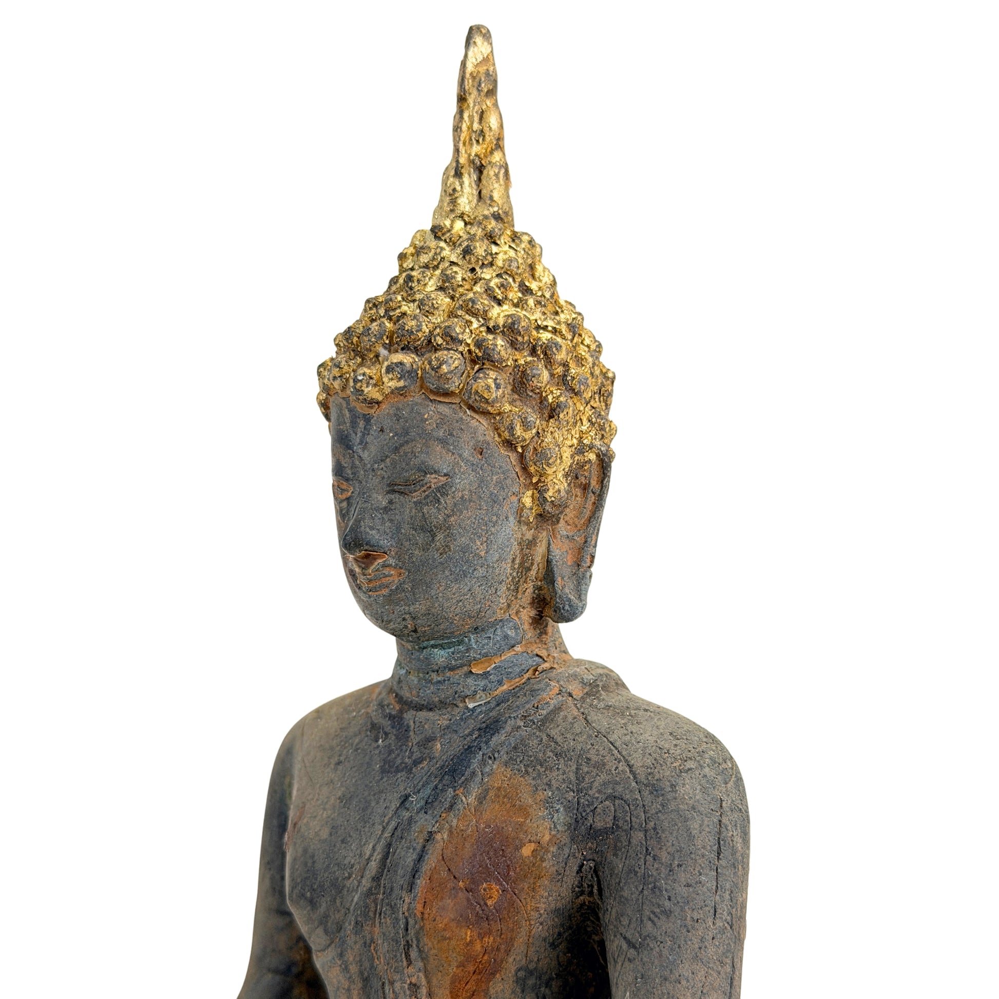 Bouddha d’Ayutthaya ancien en bronze doré, Thaïlande, XVIIe–début XVIIIe siècle, SKU 740 – vue 15