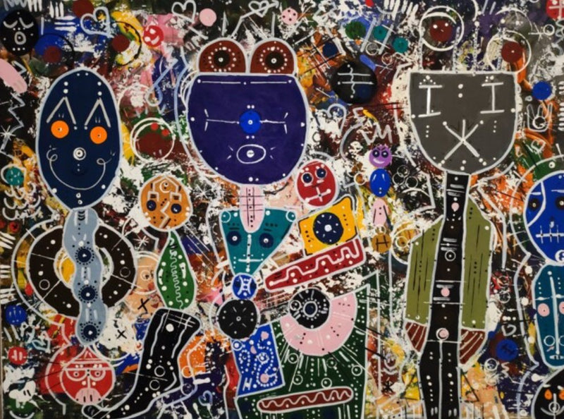 Soufiane Chaouaou – Peinture originale en couleurs – Acrylique et feutre – 60 x 80 cm