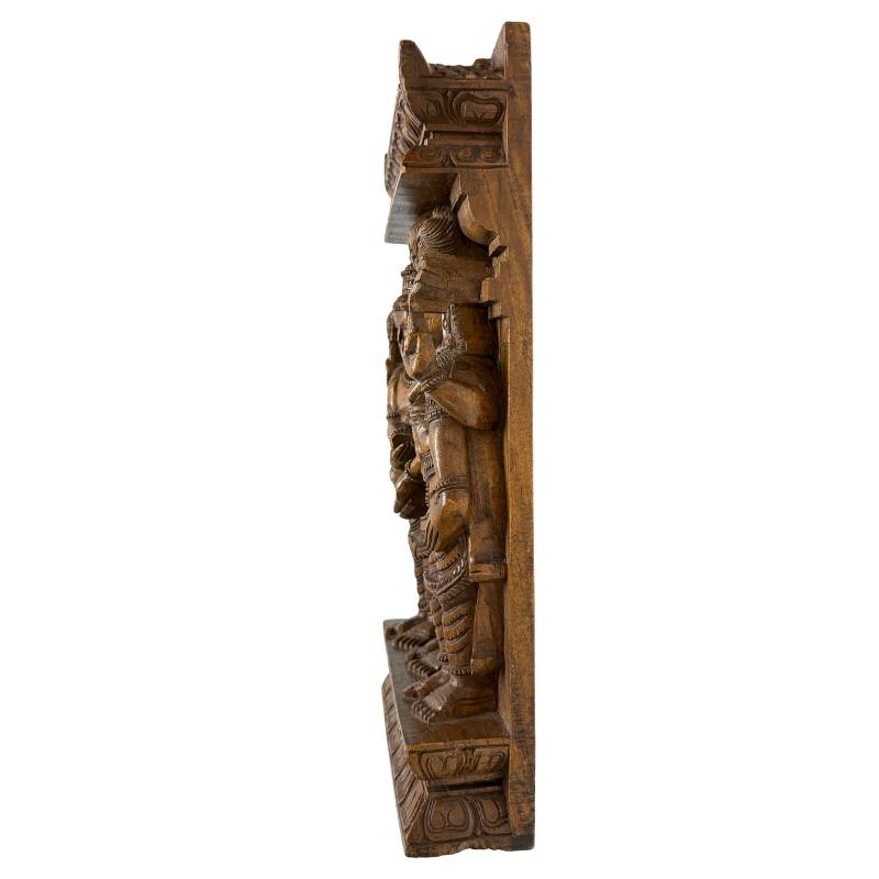 South Indian woodcarving with the wedding scene of Meenakshi and Shiva