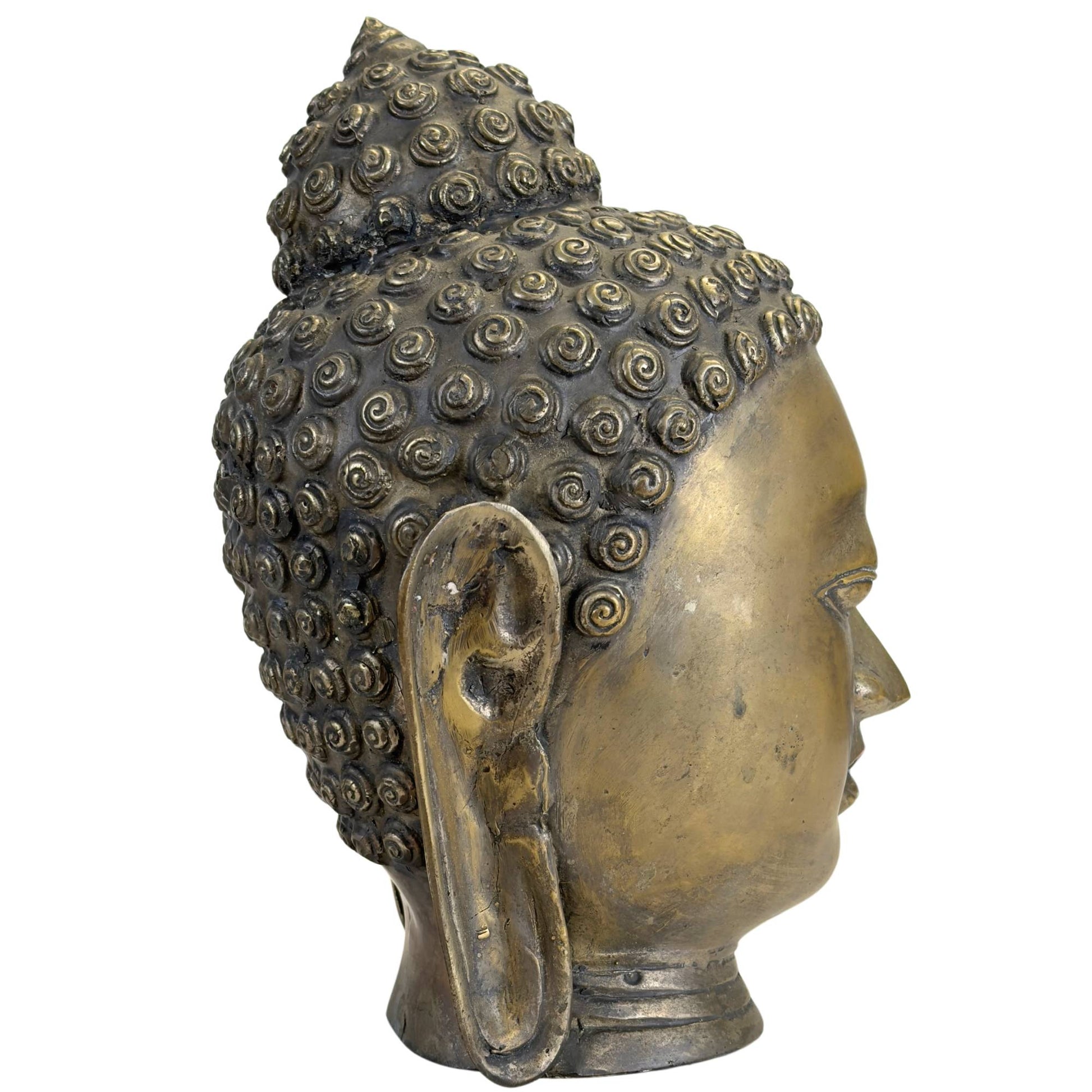 Spiritual bronze Buddha head for meditation and interior