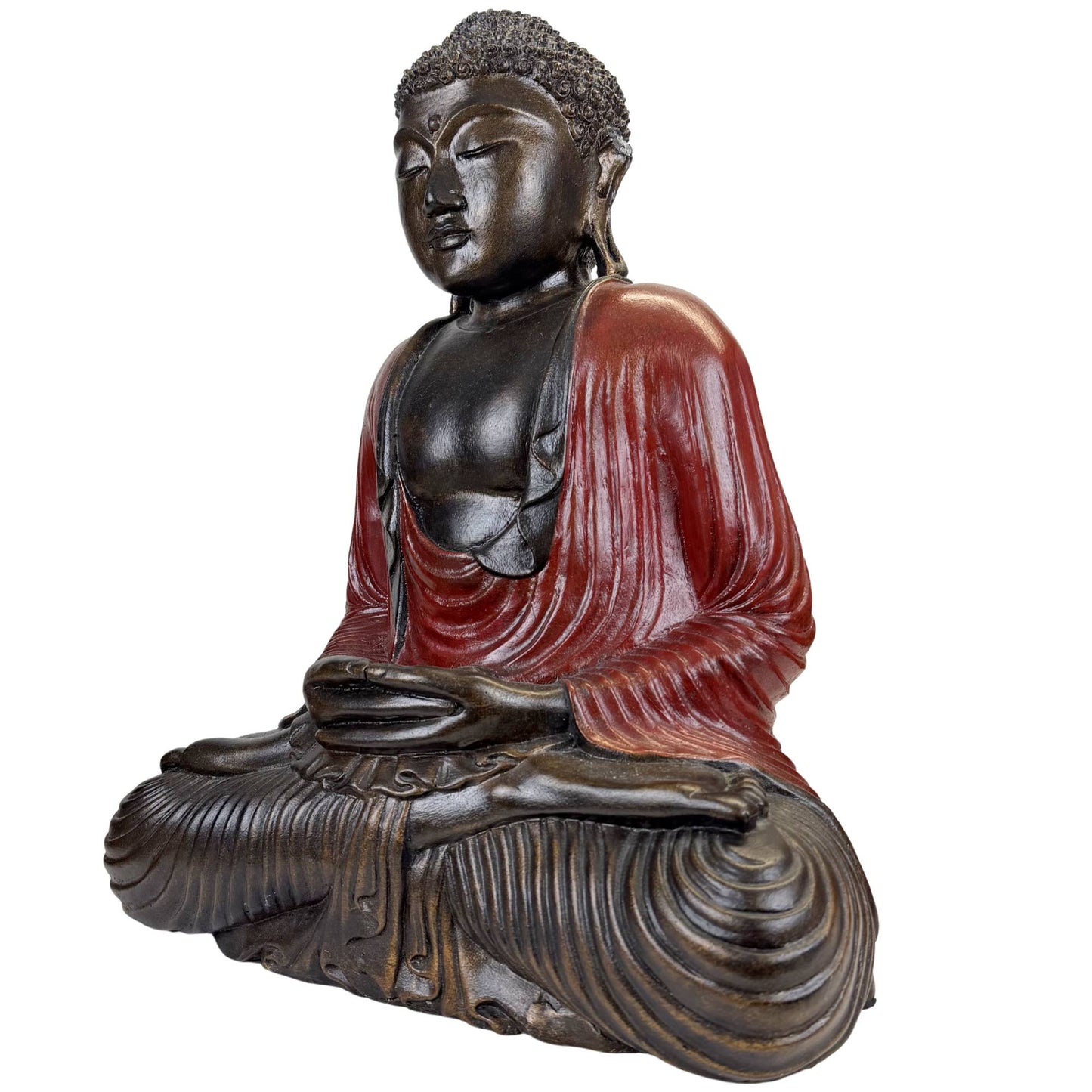 Spiritual resin Buddha statue inspired by traditional Asian art and temple statues