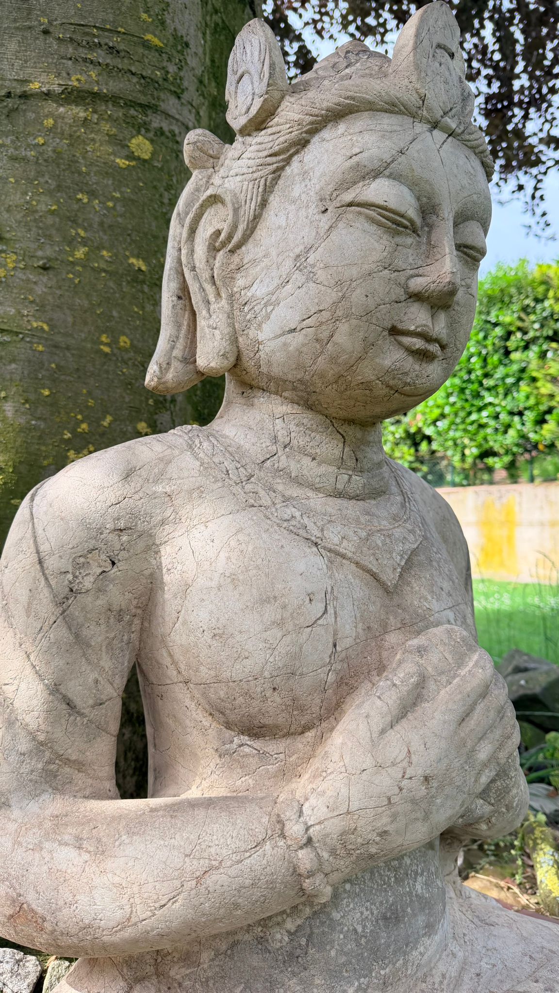 Spiritual stone statue inspired by Javanese temple art