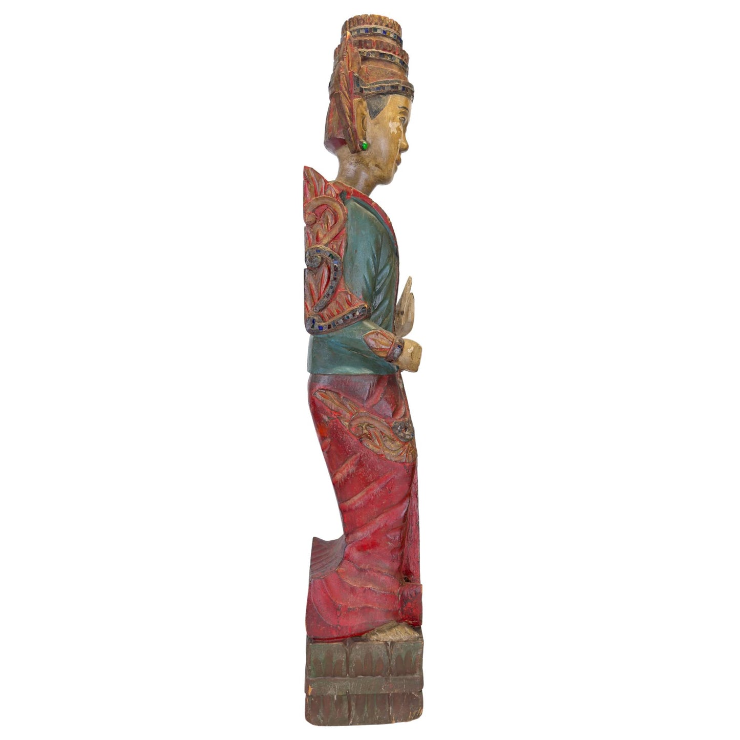 Spiritual guardian figure from Myanmar with original polychromy
