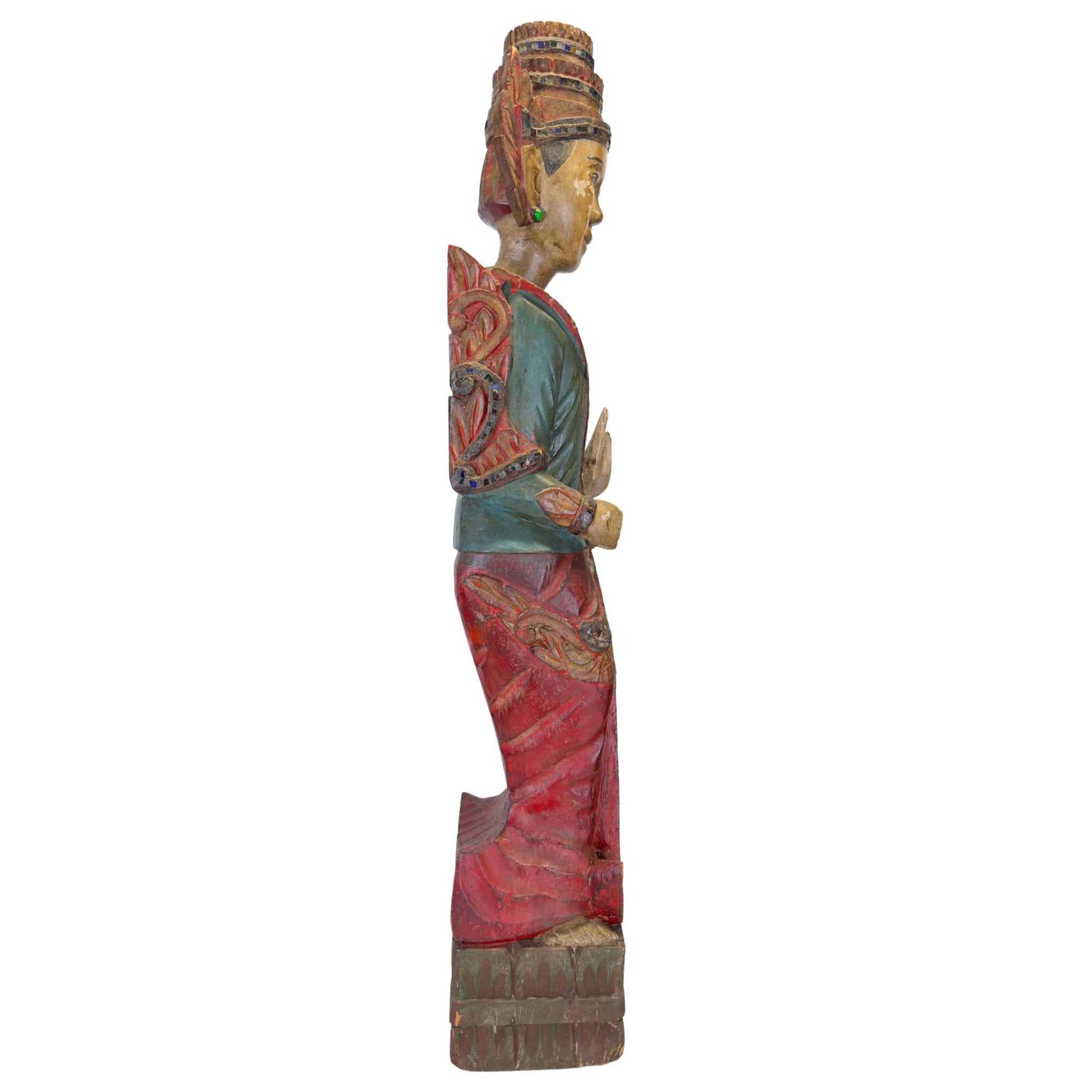 Spiritual guardian figure from Myanmar with original polychromy