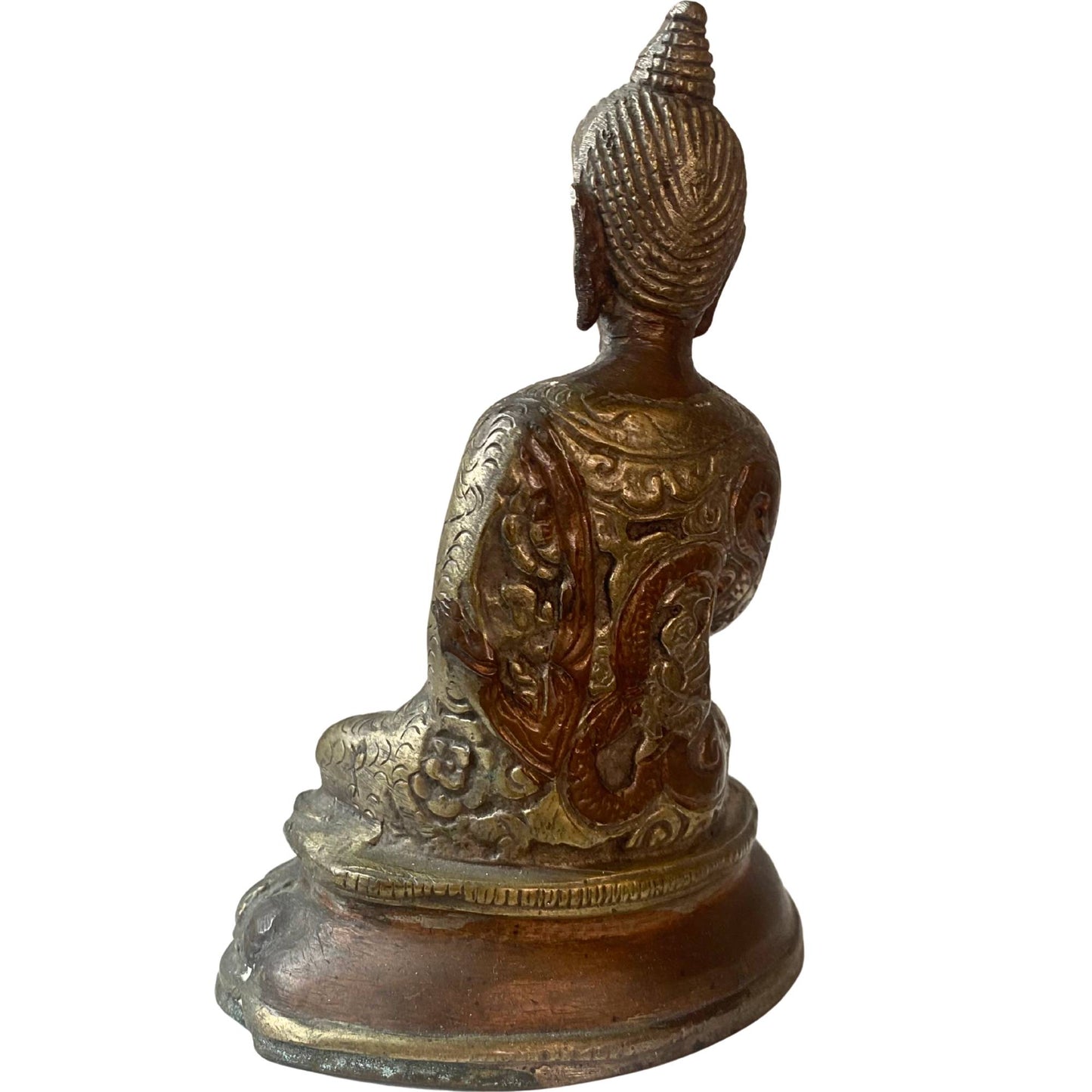 Close-up of the Bhumisparsha Mudra with authentic gilding.
