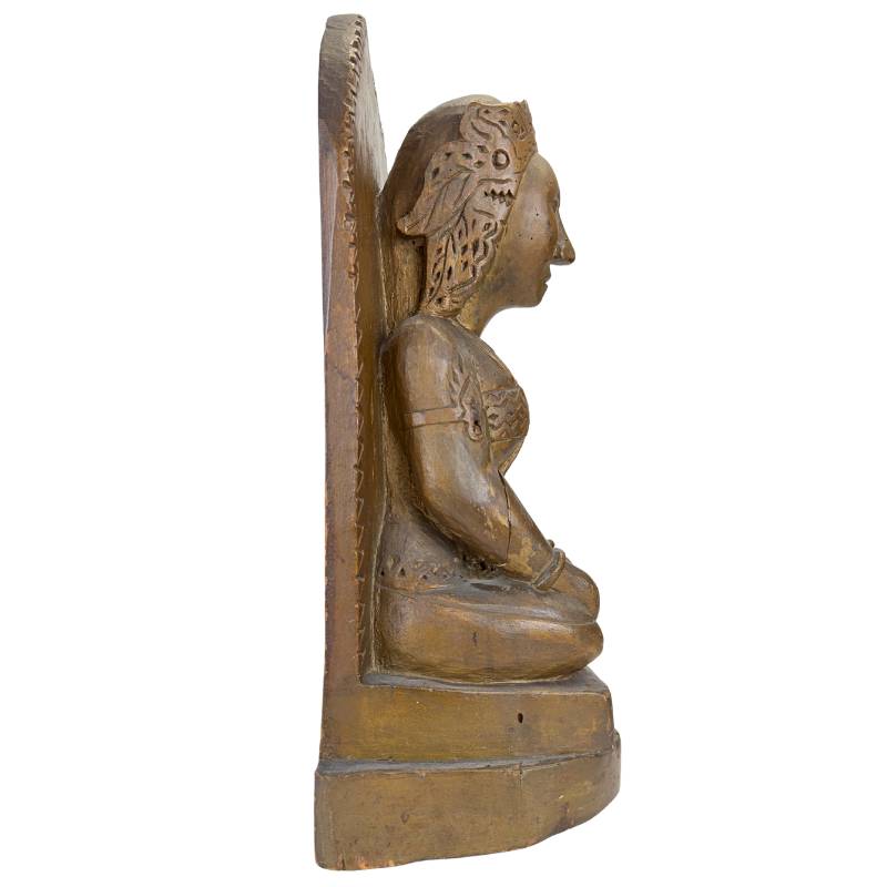 Sri Devi temple figure of wood with niche and backplate, antique style