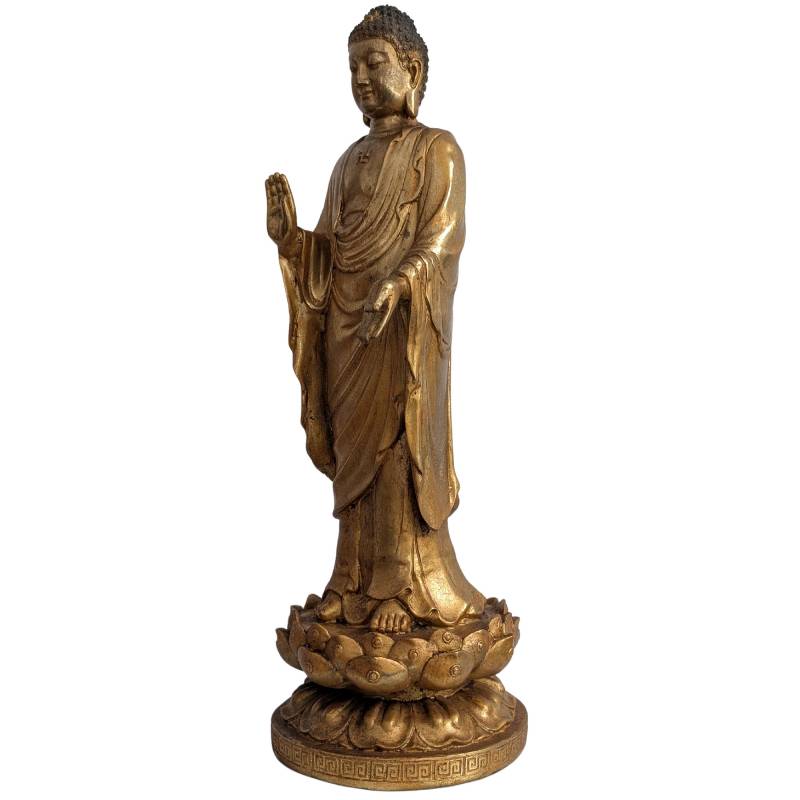 Standing Buddha statue from China in gilded bronze