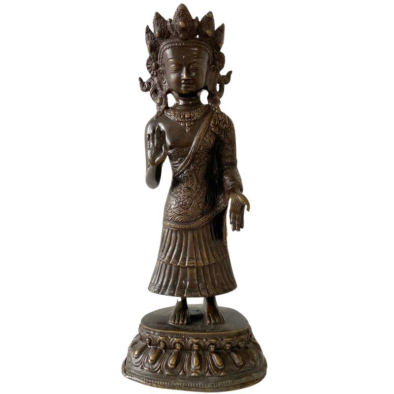 Standing Dipankara Buddha statue in bronze