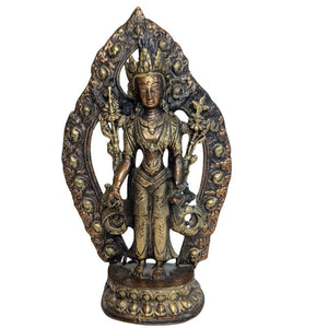 Tara debout – statue en bronze doré au feu, Tibet ou Népal, vers le XVIIIe-XIXe siècle