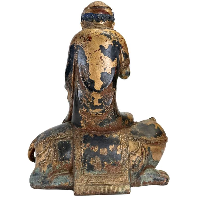 Tantric Arhat on a buffalo in bronze Himalayan version