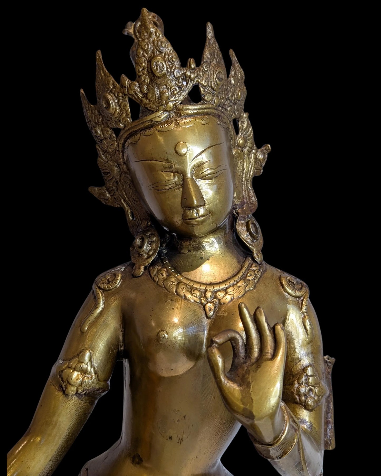 Tara statue bronze Buddhist sculpture Himalayan style with jewelry