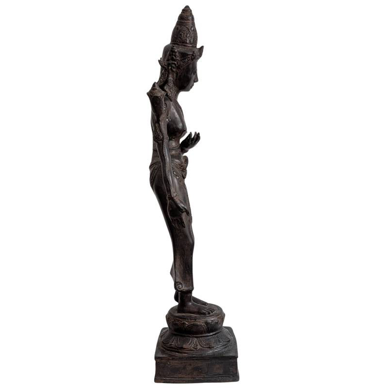 Khmer Revival Tara statue in bronze with female bodhisattva iconography