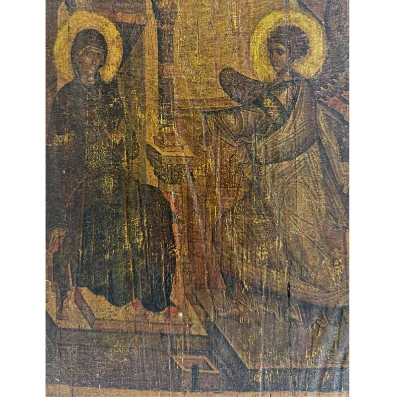 Ancient Cyrillic inscription Благовѣщеніе The Annunciation of the Most Holy Mother of God
