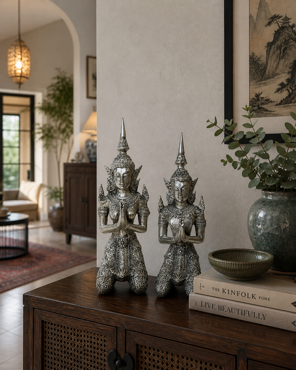 Silver-colored figurines