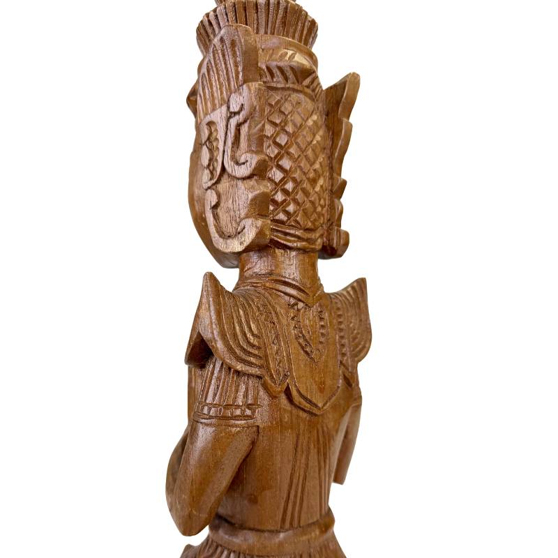 Wooden temple guardian Thailand detail of carving and patterns