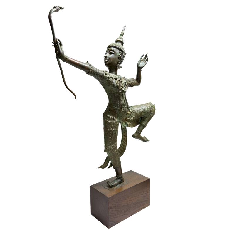 Thai bronze Rama figure in Ramakien style with refined costume details