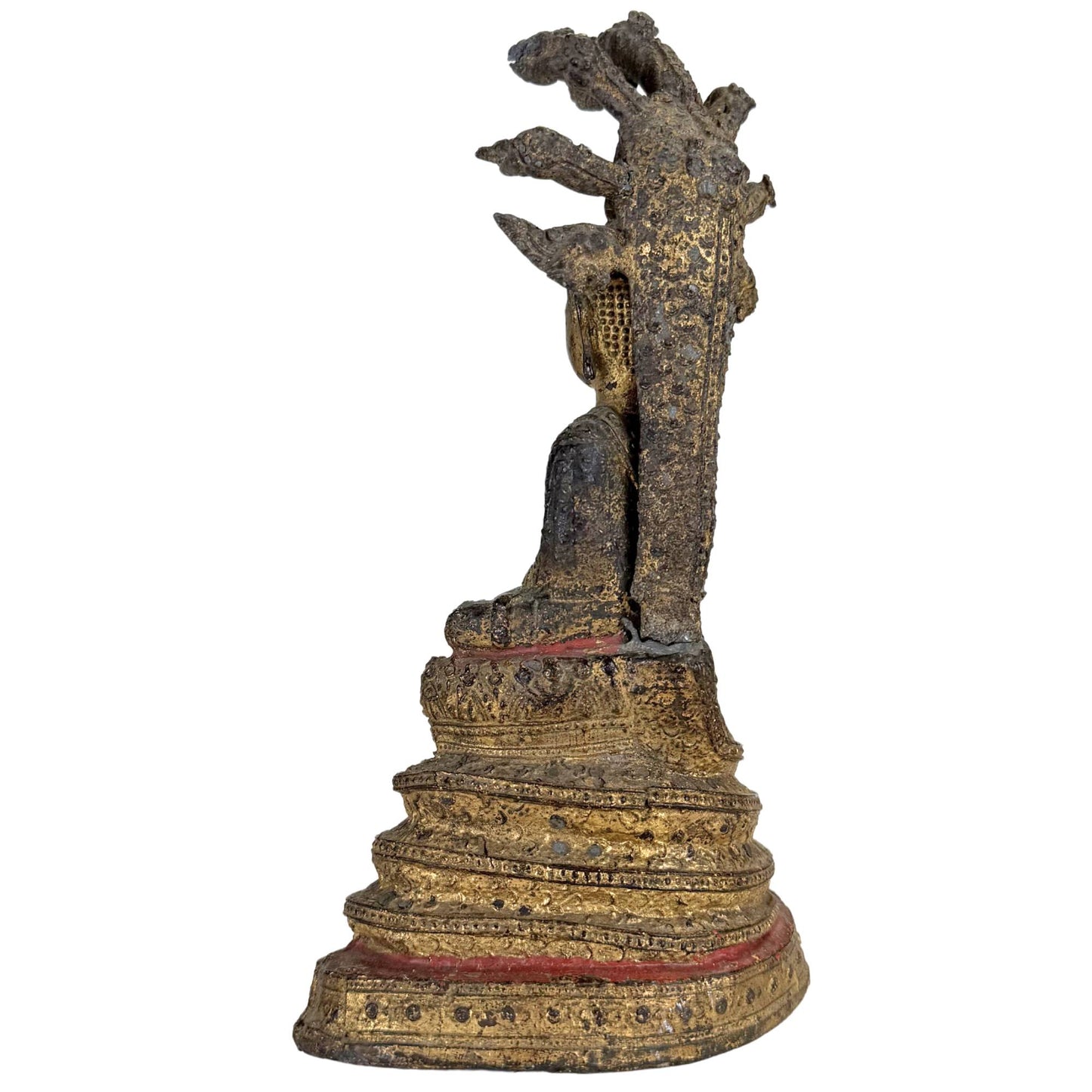 Thai temple art with Buddha under Muchalinda Naga protection