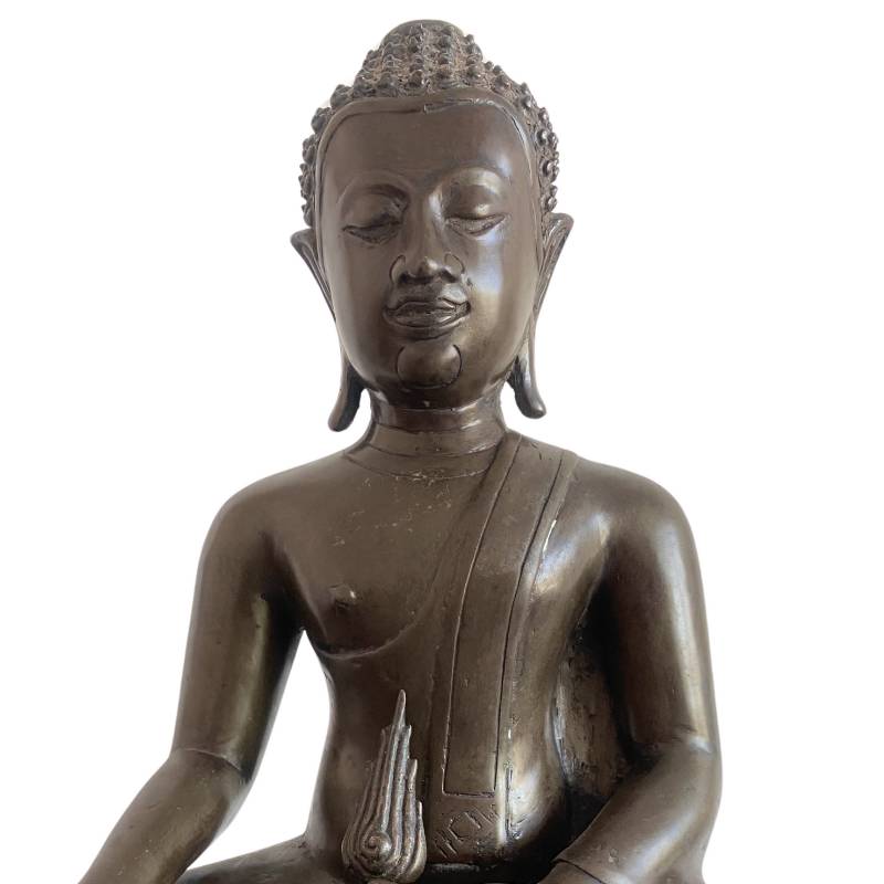Thai bronze Buddha in bhumisparsha mudra from the Rattanakosin period