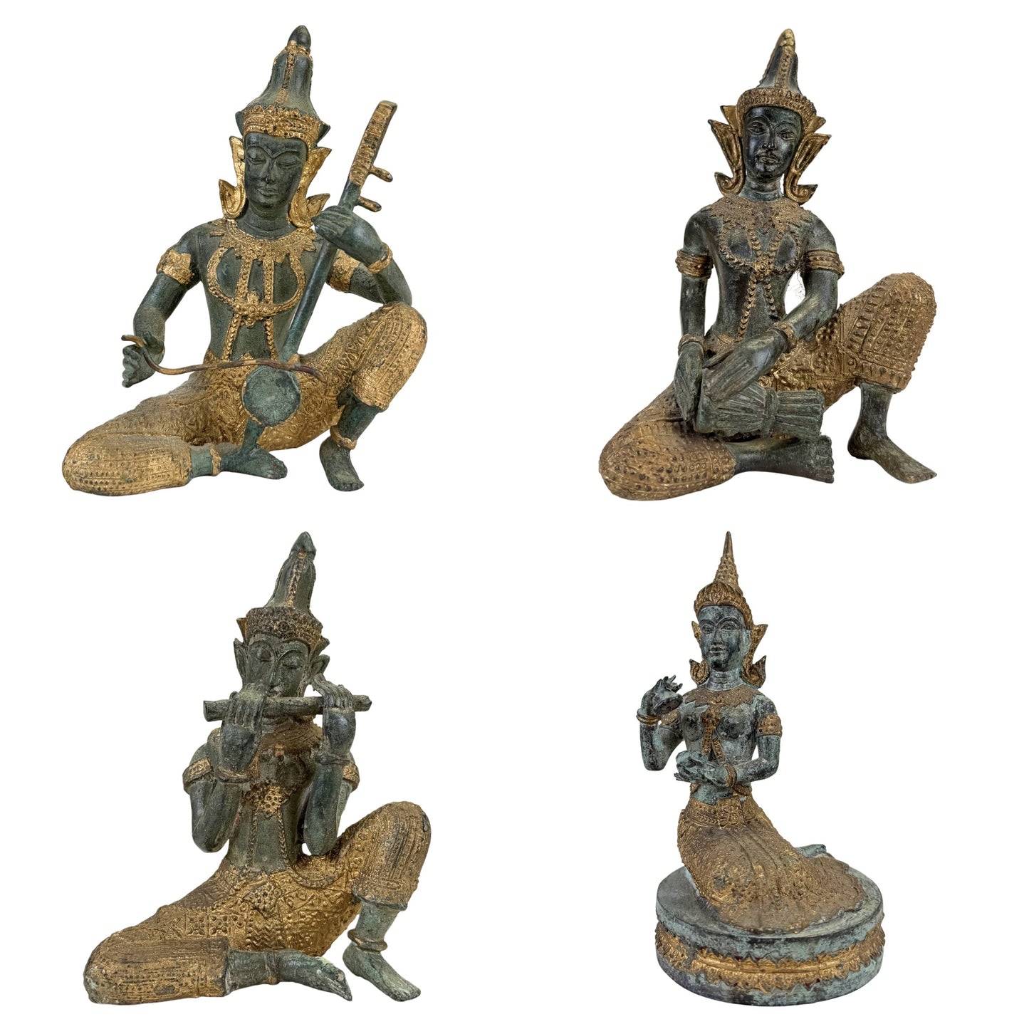 Thailand Rattanakosin set of 4 bronze musicians and dancers