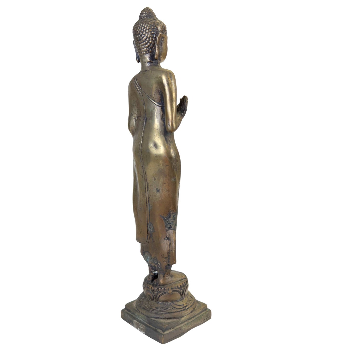 Vintage Thai bronze altar statue with a rich, natural age patina.