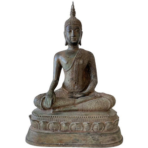 Statue antique de Bouddha thaïlandaise en bronze – style Ayutthaya, XVIIIe-XIXe siècle, lot 173