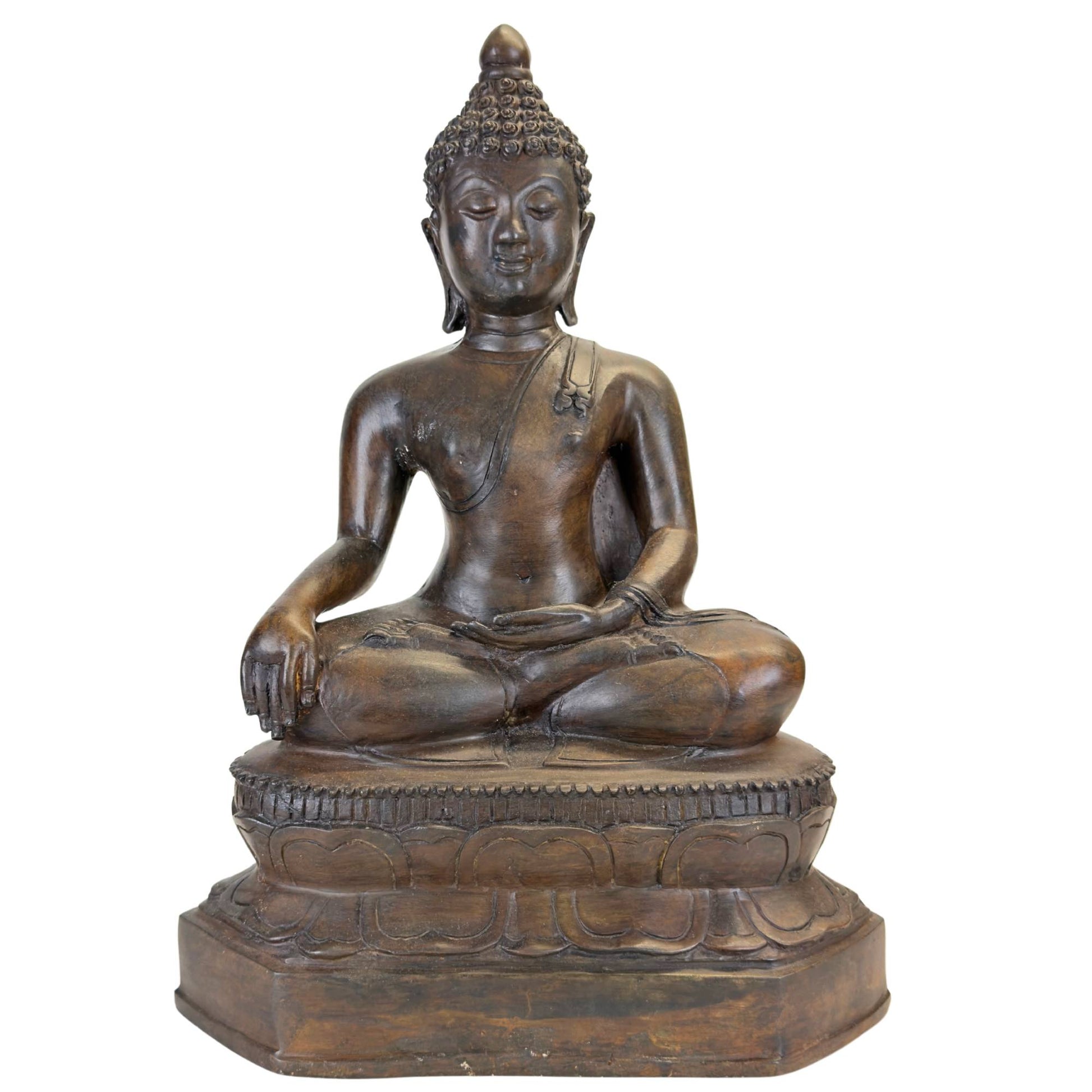 Monumental Thai Sukhothai Buddha, 40 cm tall and weighing 6 kg, bronze.