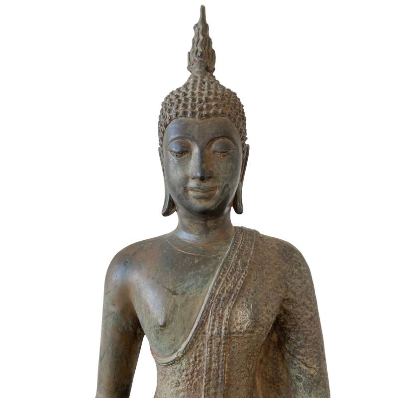 Thai bronze Buddha statue with natural patina