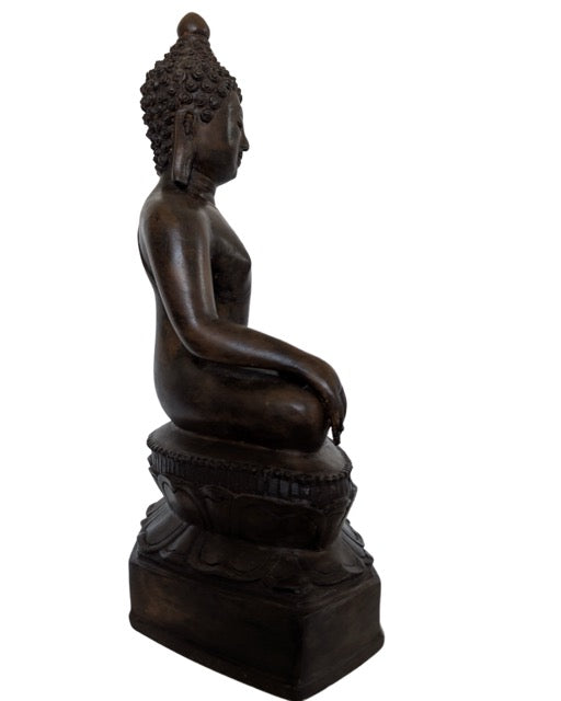 Vintage bronze Buddha statue suitable for meditation or a home altar.