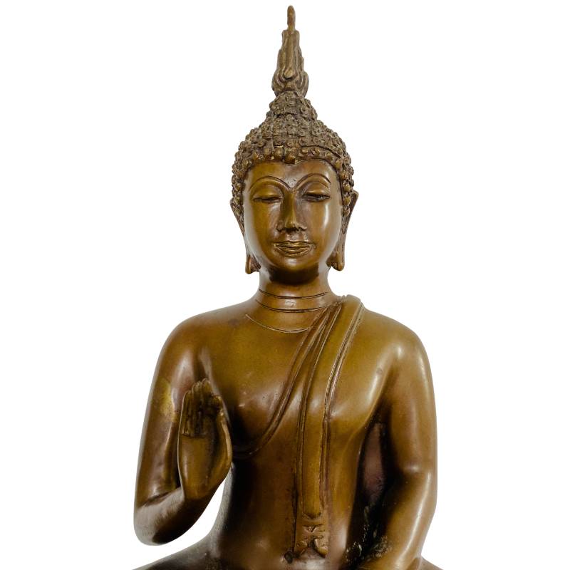 Thai bronze Buddha as temple art with patina