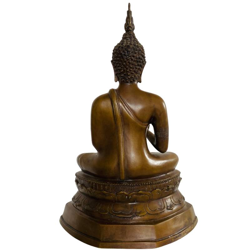 Handmade Thai bronze Buddha with natural patina
