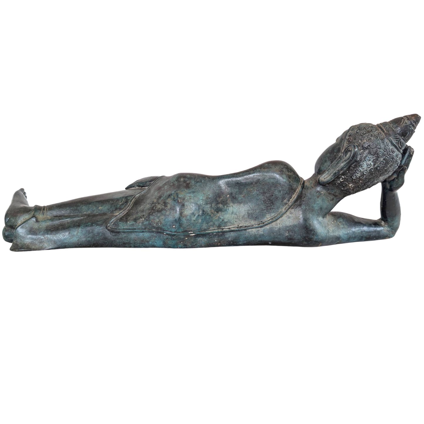 Back of a reclining Buddha from Thailand with old patina and flowing design