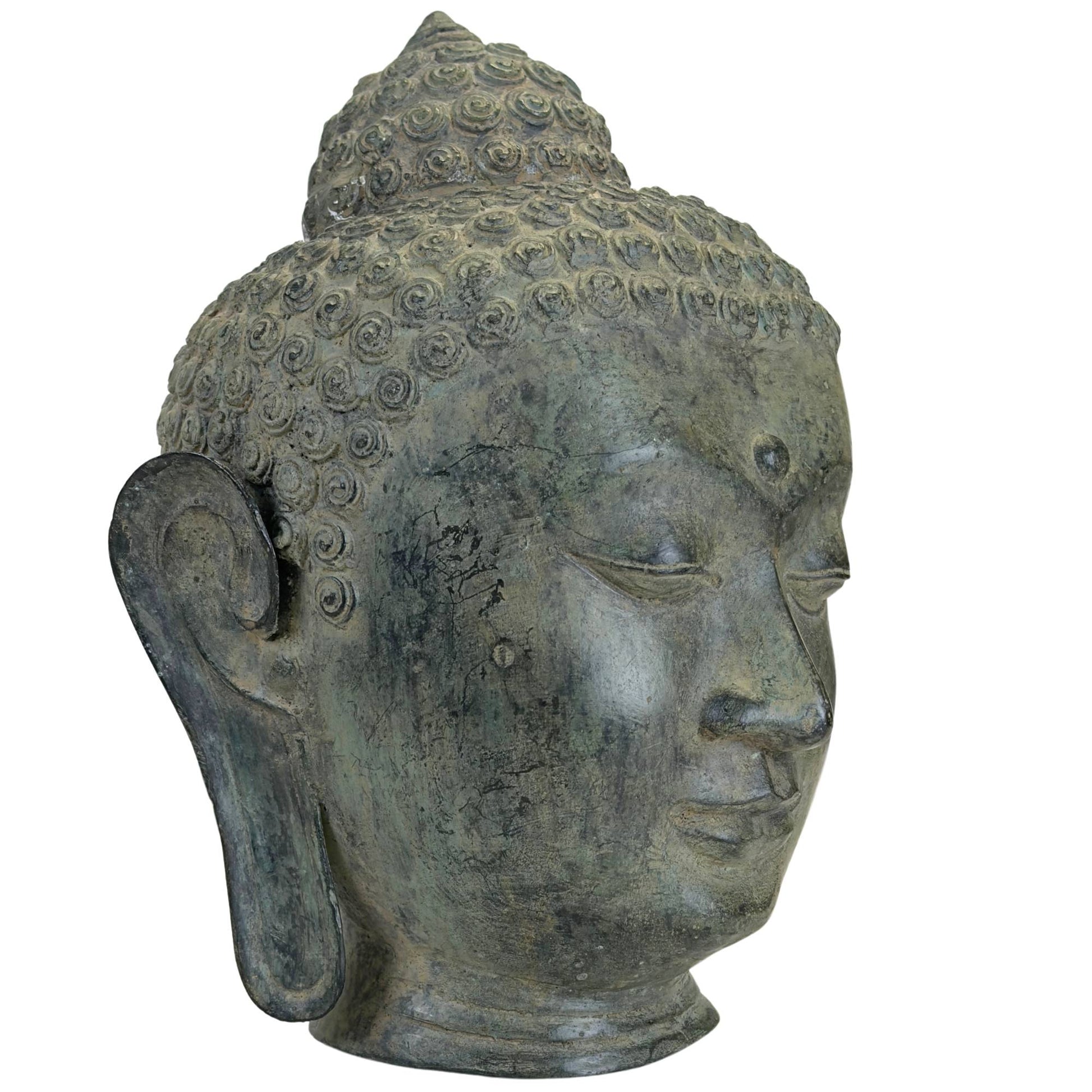 Handmade bronze Buddha head with a classic Thai look