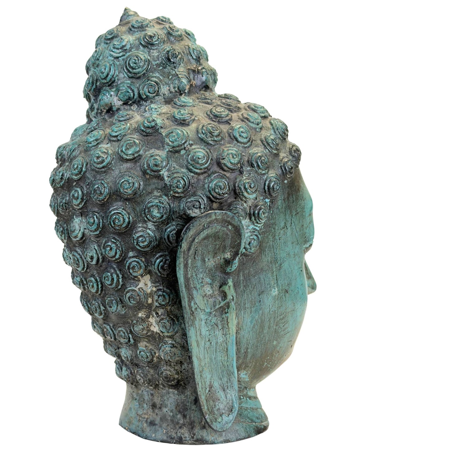 Thai Buddha sculpture with turquoise verdigris patina